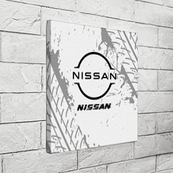 Холст квадратный Nissan speed на светлом фоне со следами шин, цвет: 3D-принт — фото 2