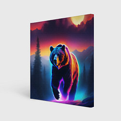 Холст квадратный Люминесцентный медведь гризли, цвет: 3D-принт