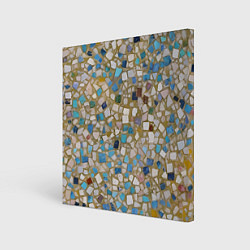 Холст квадратный Мозаика белая разноцветная, цвет: 3D-принт