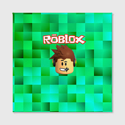 Холст квадратный Roblox head на пиксельном фоне, цвет: 3D-принт — фото 2