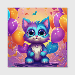 Холст квадратный Котик с воздушными шариками, цвет: 3D-принт — фото 2