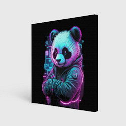 Холст квадратный Панда в неоновом свете, цвет: 3D-принт