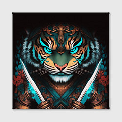 Холст квадратный Тигр самурай, цвет: 3D-принт — фото 2