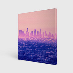 Холст квадратный Город в розовом и фиолетовом цветах, цвет: 3D-принт