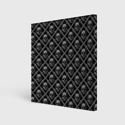 Холст квадратный Черепа и кости - чёрный, цвет: 3D-принт