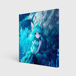Холст квадратный Снежная лиса в стиле аниме, цвет: 3D-принт