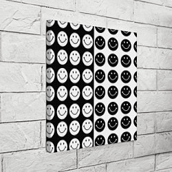 Холст квадратный Smiley black and white, цвет: 3D-принт — фото 2