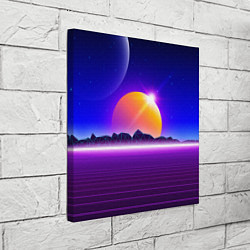 Холст квадратный Mountains - sun - space - vaporwave, цвет: 3D-принт — фото 2