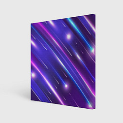 Холст квадратный Неоновый звездопад - полосы, цвет: 3D-принт