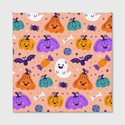 Холст квадратный Halloween - pumpkins and ghosts, цвет: 3D-принт — фото 2