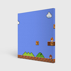 Холст квадратный Первый уровень Марио, цвет: 3D-принт
