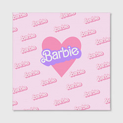 Холст квадратный Барби и розовое сердце: паттерн, цвет: 3D-принт — фото 2