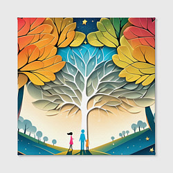 Холст квадратный Семейное дерево - нейросеть, цвет: 3D-принт — фото 2