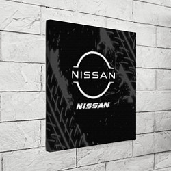 Холст квадратный Nissan speed на темном фоне со следами шин, цвет: 3D-принт — фото 2