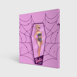 Картина квадратная Хэллоуин Барби в коробке на фоне паутины