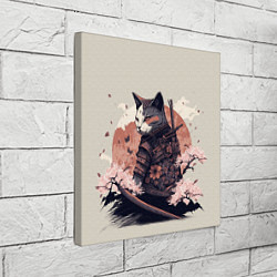 Холст квадратный Боевой котенок ниндзя - японская сакура, цвет: 3D-принт — фото 2