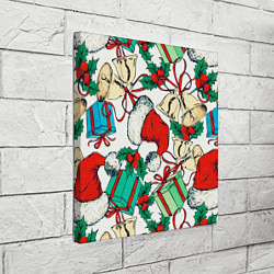 Холст квадратный Узор с новогодними падарками, цвет: 3D-принт — фото 2
