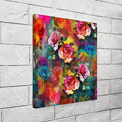Холст квадратный Паттерн с розами - яркие цвета, цвет: 3D-принт — фото 2