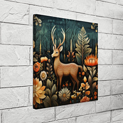 Холст квадратный Лесной олень в стиле фолк-арт, цвет: 3D-принт — фото 2