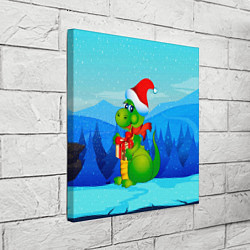 Холст квадратный Дракон с подарком новый год, цвет: 3D-принт — фото 2