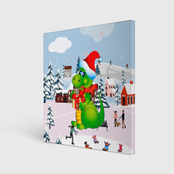 Холст квадратный Новогодний дракон, цвет: 3D-принт