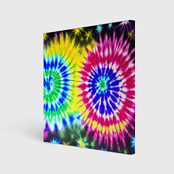 Холст квадратный Colorful floral composition - tie-dye, цвет: 3D-принт
