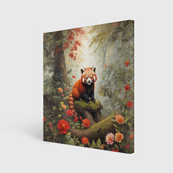 Холст квадратный Красная панда в лесу, цвет: 3D-принт