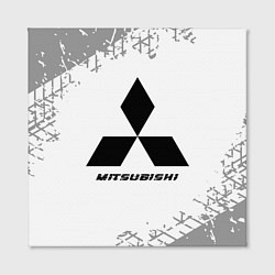 Холст квадратный Mitsubishi speed на светлом фоне со следами шин, цвет: 3D-принт — фото 2