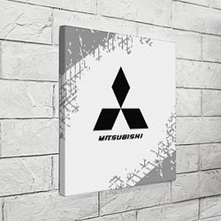 Холст квадратный Mitsubishi speed на светлом фоне со следами шин, цвет: 3D-принт — фото 2