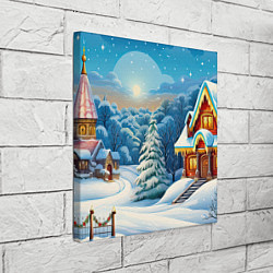 Холст квадратный Зимний домик и елка, цвет: 3D-принт — фото 2