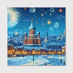 Холст квадратный Новогодняя Москва, цвет: 3D-принт — фото 2