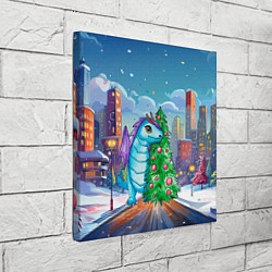 Холст квадратный Дракон у новогодней елки, цвет: 3D-принт — фото 2