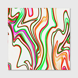 Холст квадратный Разноцветные волнистые линии абстракция, цвет: 3D-принт — фото 2