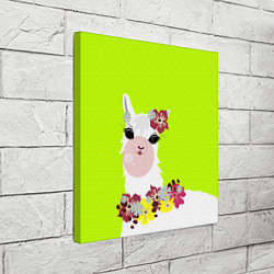 Холст квадратный Лама - альпака в венке, цвет: 3D-принт — фото 2