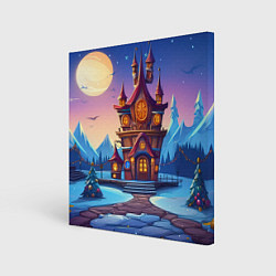 Холст квадратный Новогодний сказочный замок, цвет: 3D-принт