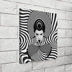 Холст квадратный Чёрно белый портрет девушки оптическая иллюзия, цвет: 3D-принт — фото 2