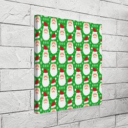 Холст квадратный Дед Мороз на зеленом фоне, цвет: 3D-принт — фото 2