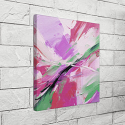 Холст квадратный Зеленые и розовые мазки краски, цвет: 3D-принт — фото 2