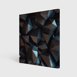 Холст квадратный Черная геометрическая абстракция - объемные грани, цвет: 3D-принт
