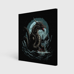 Холст квадратный Дракон зимних ночей, цвет: 3D-принт