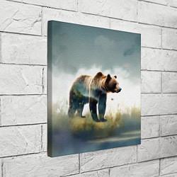 Холст квадратный Минималистичный пейзаж с медведем акварель, цвет: 3D-принт — фото 2