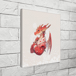 Холст квадратный Красный дракон в свитере, цвет: 3D-принт — фото 2