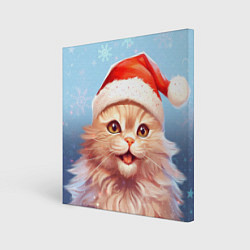 Холст квадратный New Year with Santa the cat, цвет: 3D-принт