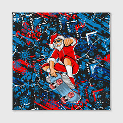 Холст квадратный Санта Клаус на скейтборде, цвет: 3D-принт — фото 2