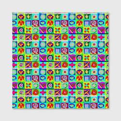 Холст квадратный Сердца и квадраты абстракция, цвет: 3D-принт — фото 2