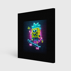 Холст квадратный Sponge Bob on a skateboard, цвет: 3D-принт