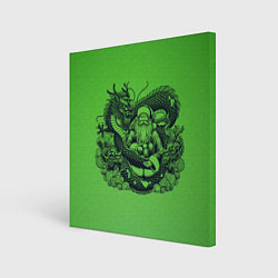 Картина квадратная Дракон и Дед Мороз азиат