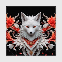 Холст квадратный Белая лисица - кицунэ, цвет: 3D-принт — фото 2