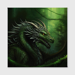 Холст квадратный Зеленый дракон символ 2024, цвет: 3D-принт — фото 2