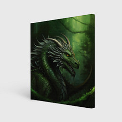 Холст квадратный Зеленый дракон символ 2024, цвет: 3D-принт